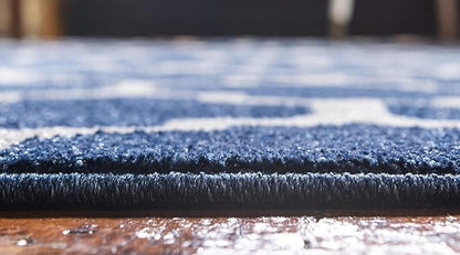 Rugs.com Lattice Collection Rug – 9' x 12' Dark Blue Medium Rug Perfect for Living Rooms, Large Dining Rooms, Open Floorplans
