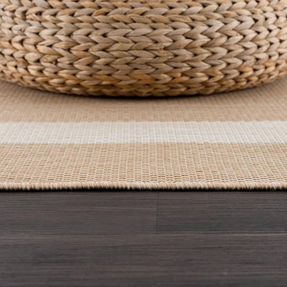 CAMILSON Outdoor Rug 5x7, Modern Outside Rugs for Patios Porches Waterproof Durable Washable Non-Shedding, Easy-to-Clean Indoor Outdoor Area Carpet (5 x 7, Bordered - Beige/White)