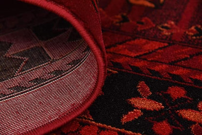 Unique Loom Tekke Collection Area Rug - Sheibani (7' 10" x 11' Rectangle, Red/ Black)