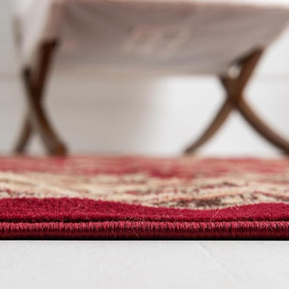 Unique Loom Sialk Hill Collection Area Rug - Washington (5' Round Burgundy/Cream)