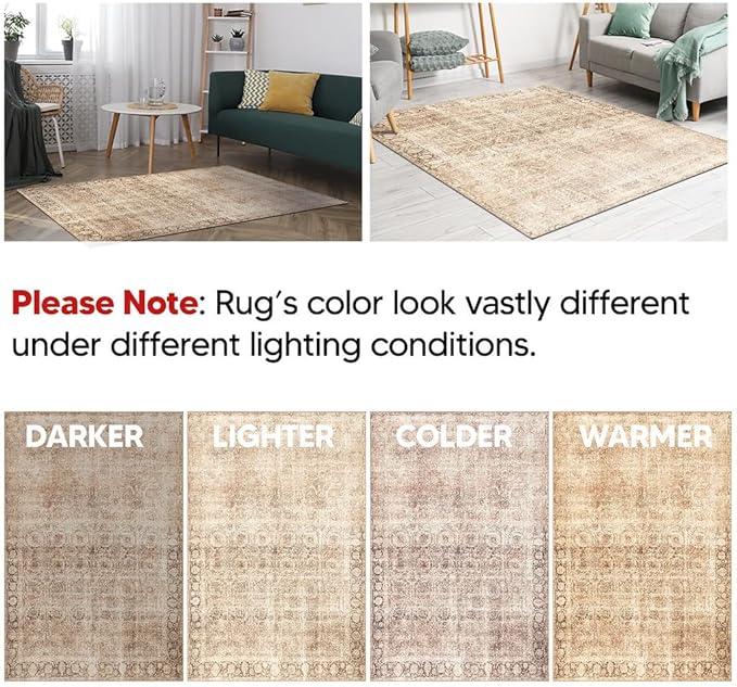 Keen Home Design 2x10 Rug - Machine Washable Runner Rug with Non-Slip Backing, Ideal for Hallway, Entryway, Kitchen, Laundry Room - Vintage, Easy Clean, Durable, Low Pile - (2'6" x 10')