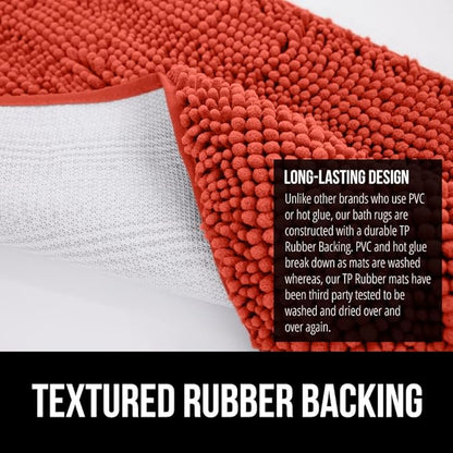 GORILLA GRIP Bath Rug Mat 36x24, Soft Absorbent Chenille, Quick Dry Microfiber Mats, Rubber Backing Washable Shower Floor Rugs, Bathmat Runner, US Designed Bathroom Home Accessories Sunset Orange
