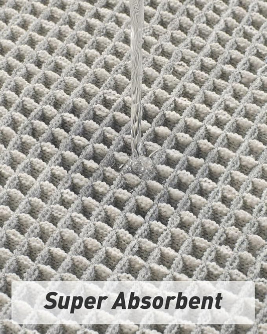 AMOAMI Upgraded Waffle Runner Rug Super Absorbent Non Slip Bath Mats for Bathroom Machine Washable Bathroom Runner Rug with Tassels, Ideal for Hallway Bedroom Laundry Room, 2' x 6', LightGrey & Cream
