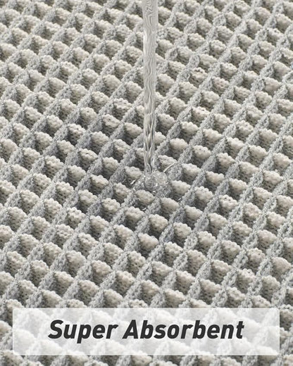 Upgraded Waffle Bath Mat, Super Absorbent Non Slip Bath Mats for Bathroom Floor, Machine Washable Bathroom Rugs with Tassels, Rubber Backed Bathroom Mats, Ultra Soft, 18" x 30",LightGrey & Cream