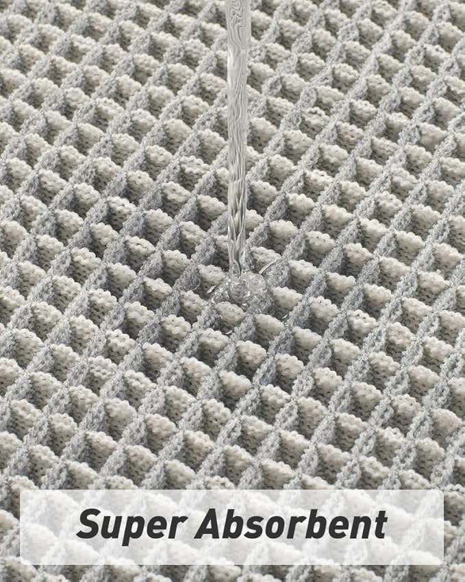 Upgraded Waffle Bath Mat, Super Absorbent Non Slip Bath Mats for Bathroom Floor, Machine Washable Bathroom Rugs with Tassels, Rubber Backed Bathroom Mats, Ultra Soft, 24" x 36",LightGrey & Cream