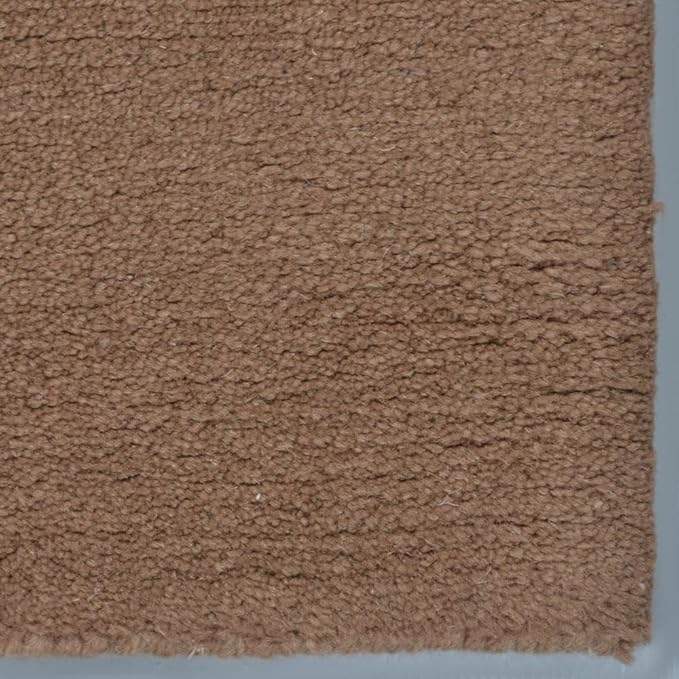Hand Knotted Loom Wool ECO-Friendly Area Rugs - 10'x13', Rectangle Shape, Camel Color, Plain Solid, High Pile Thick Handmade Anti Skid Area Rugs for Living Room, Bed Room (L00111)