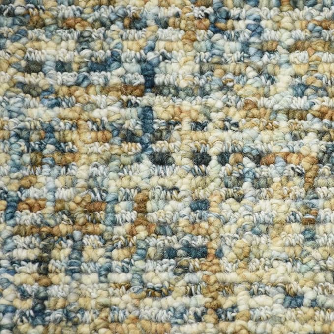 Hand Tufted Wool ECO-Friendly Area Rugs - 5'x8', Rectangle Shape, Blue & Beige, Solid Plain Design, High Pile Thick Handmade Area Rugs for Living Room, Bed Room (KWC111)