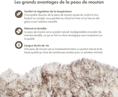 Real Sheepskin Rug 2x6 ft | Sheepskin Rugs for Living Room and Sofa | Bedside Rugs for Bedrooms | Large Fluffy Rug is Breathable & Heat-regulating in Color Snow Peak
