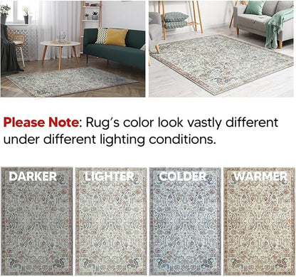 Keen Home Design 2x10 Rug - Machine Washable Runner Rug with Non-Slip Backing, Ideal for Hallway, Entryway, Kitchen, Laundry Room - Vintage, Easy Clean, Durable, Low Pile - (2'6" x 10')