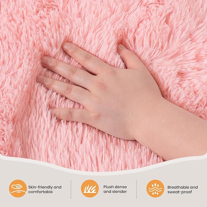 Zentavio Pink Rugs for Girls Room 4x6 Area Rugs for Living Room Cute Carpet for Bedroom Washable Soft Fluffy Shag Aesthetic Plush High Pile Throw Rug for Nursery Kids Room Dorm Room