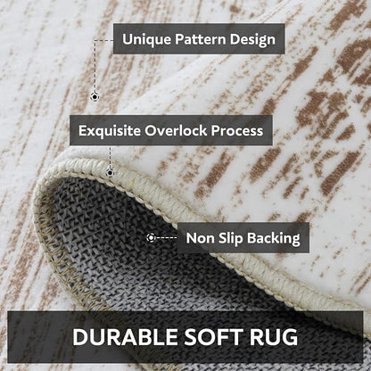 8x10 Area Rugs for Living Room Machine Washable Rug Distressed Indoor Carpet Neutral Moroccan Boho Rug Ultra Soft Area Rug for Bedroom Dining Room Playroom Office, Light Brown
