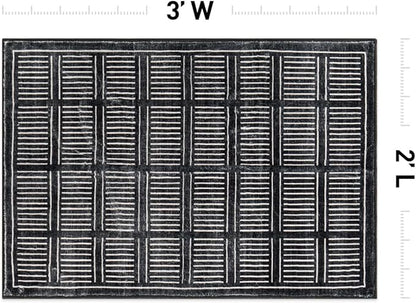 Rugshop Bohemian Stripe Lines Washable Non Slip Area Rug 2' x 3' Black