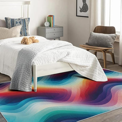 Rainbow Gradient Rug, 3x5 Rug, Modern Rugs for Living Room Bedroom, Abstract Small Area Rug, Washable Rug Non Slip Soft Indoor Carpet, Rainbow Gradient Home & Room Decor