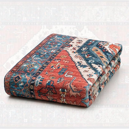 SERISSA Boho Washable Runner Rug, 2x5 Non-Slip Vintage Rust Hallway Kitchen Runner Rug Ultra Soft Print Distressed Tribal Floor Carpet for Bedroom Bathroom Laundry Living Room