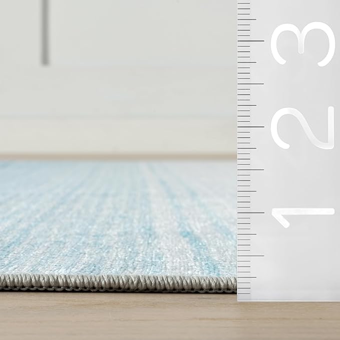 Dash & Albert Pandora Blue Machine Washable Rug, 5 X 8 Feet, Blue Abstract Pattern
