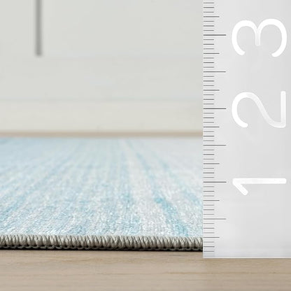 Dash & Albert Pandora Blue Machine Washable Rug, 5 X 8 Feet, Blue Abstract Pattern