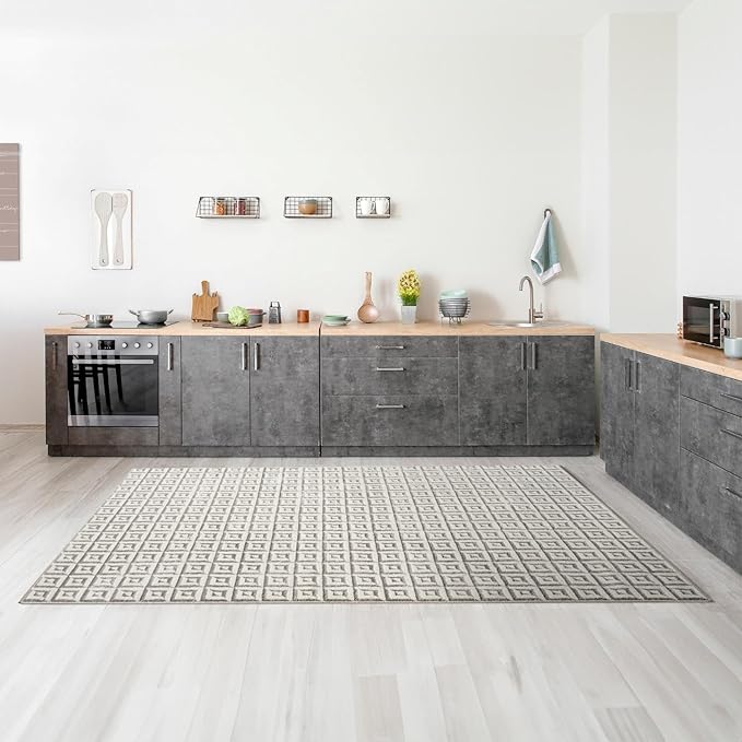 LUXE WEAVERS Geometric Greek Pattern Area Rug, Gray, 5'X7'