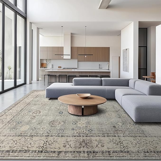 Area Rug Non Slip Machine Washable Ultra Soft Living Room/Bedroom/Kitchen/Outdoor/Classroom Gray, 8'×10'