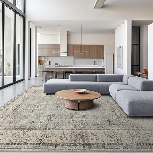 Area Rug Non Slip Machine Washable Ultra Soft Living Room/Bedroom/Kitchen/Outdoor/Classroom Gray, 8'×10'