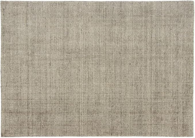Handwoven Wool Area Rug 5'3" x 7'6" – Neutral Beige Gray Textured Flatweave Carpet for Living Room, Bedroom, Dining, Office – Modern Minimalist Floor Décor (160 x 230 cm)