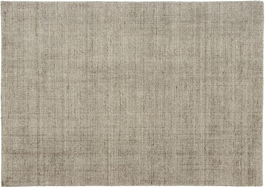 Handwoven Wool Area Rug 5'3" x 7'6" – Neutral Beige Gray Textured Flatweave Carpet for Living Room, Bedroom, Dining, Office – Modern Minimalist Floor Décor (160 x 230 cm)