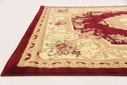 Unique Loom Versailles Collection Traditional Classic Floral Motif Area Rug (6' 0 x 9' 0 Rectangular, Burgundy/ Ivory)