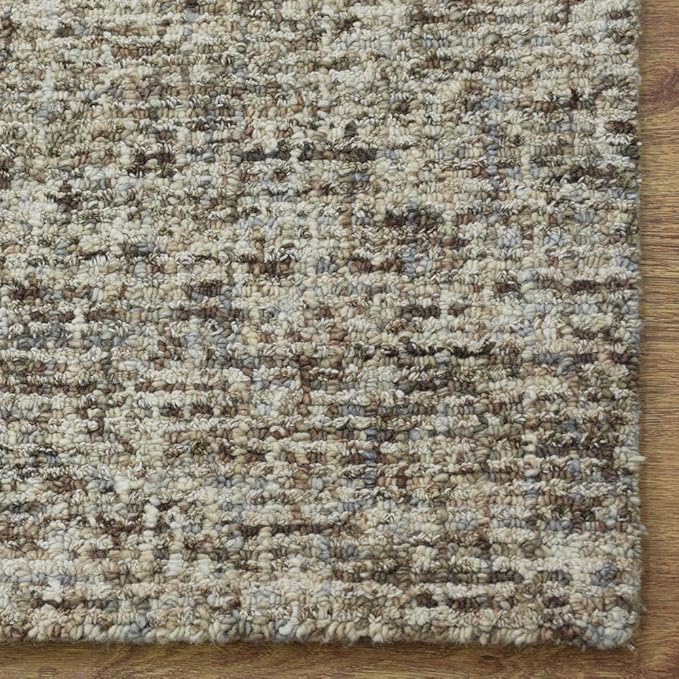 Hand Tufted Wool ECO-Friendly Area Rugs - 8'x10', Rectangle Shape, Dark Brown & Beige, Solid Plain Design, High Pile Handmade Area Rugs for Living Room, Bed Room (KWC111)