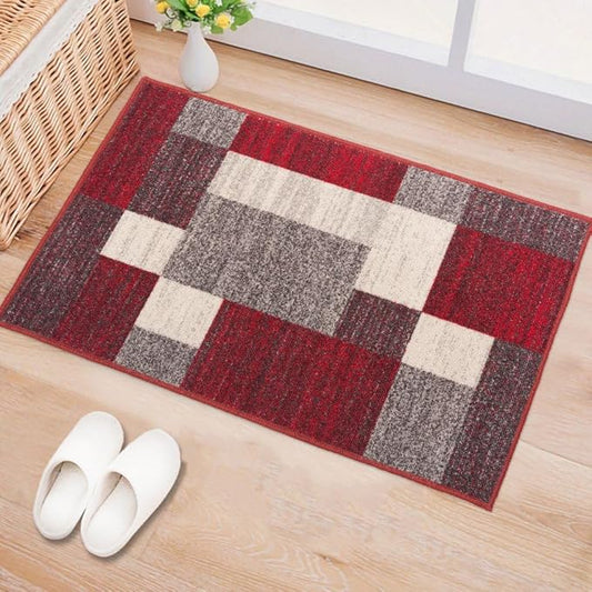 Modern Boxes Design Non-Slip (Non-Skid) Area Rug 20" X 30" Red