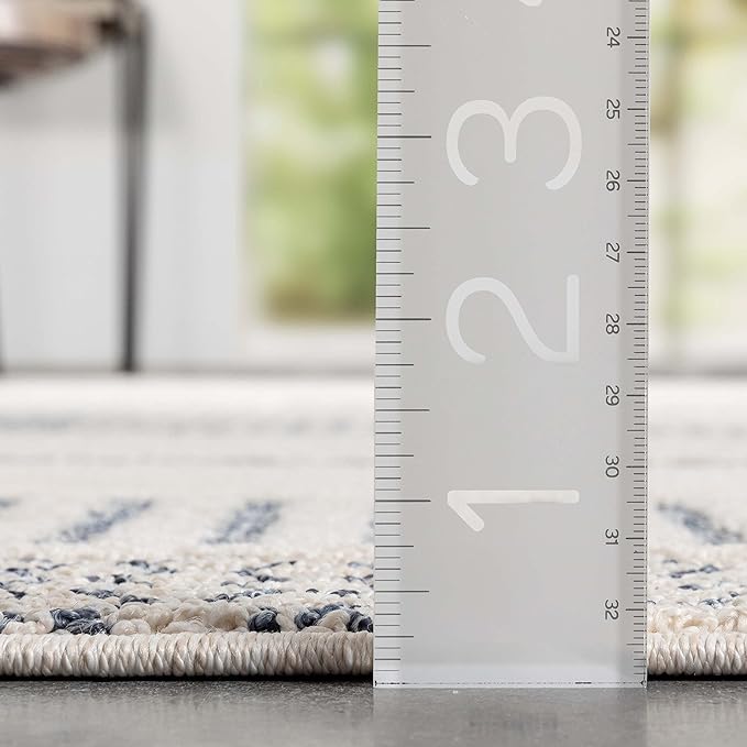 Well Woven Harlow Collection Briar Light Blue - Modern Tribal Minimalist Geometric 8x10 Area Rug - Ideal for Living Room, Dining Room & Bedroom - Durable, Stain Resistant & Easy to Clean