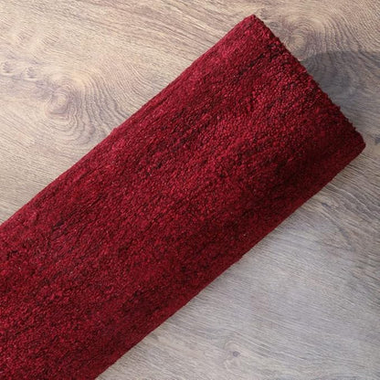 Hand Knotted Loom Wool ECO-Friendly Area Rugs - 2'6''x10', Runner, Dark Red Color, Solid Plain Design, High Pile Handmade Anti Skid Area Rugs for Living Room, Bed Room (L00111)
