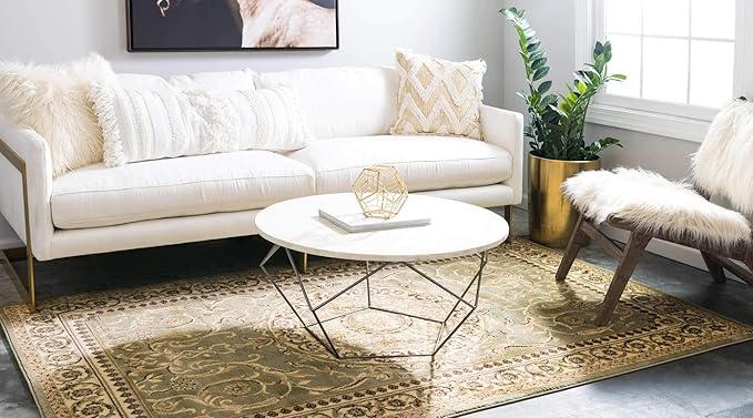 Unique Loom Versailles Collection Traditional Classic Medallion Floral Motif Area Rug (10' 6 x 16' 5 Rectangular, Green/ Ivory)