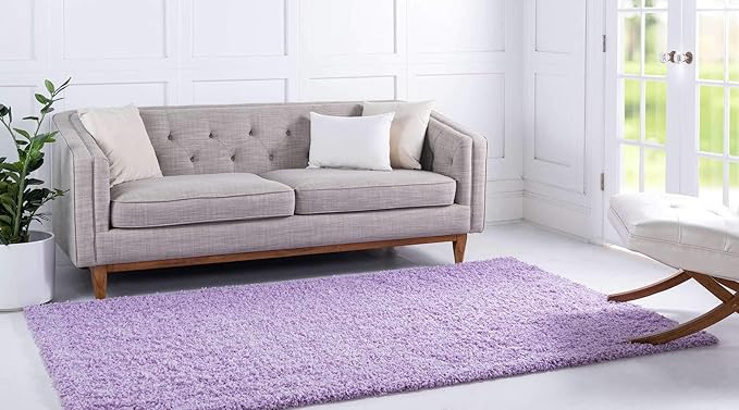 Unique Loom Solid Shag Collection Area Rug (10' x 13' Rectangle, Lilac)