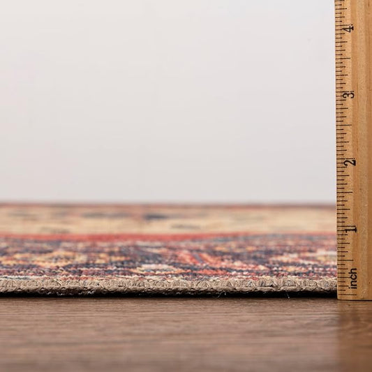 Keen Home Design 8x10 Rug - Machine Washable Area Rug with Non-Slip Backing, Ideal for Living Room, Dining Room, Bedroom - Vintage, Easy Clean, Durable, Low Pile Rug - (8' x 10')