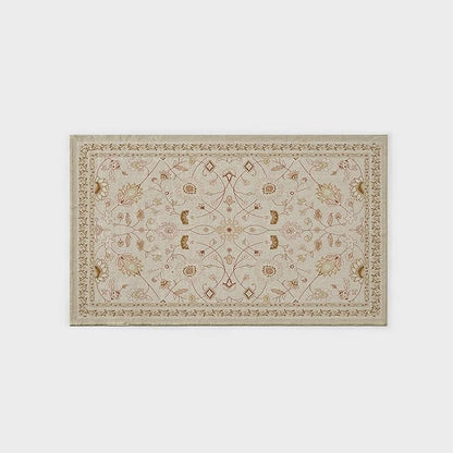 EVERGRACE Area Rugs for Living Room 3x5, Boho Floral Faux Wool Indoor Outdoor Rugs, Washable Rugs for Bedroom Entryway Dining Room Hallyway, Low Pile Floor Mat Carpet for Home Decor, Natural Beige