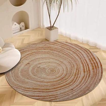 Tree Stump Growth Rings Washable Round Rugs Wood Color Texture Circle Rugs for Living Room Entryway Round Area Rug Soft Non Slip Nursery Carpet for Bedroom Dining Coffee Table 8ft