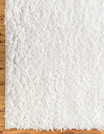 Unique Loom Davos Shag Collection Area Rug - Solid (3' 3" Square, White/ Ivory)