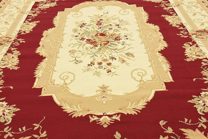 Unique Loom Versailles Collection Traditional Classic Floral Motif Area Rug (9' 0 x 12' 0 Rectangular, Burgundy/ Ivory)