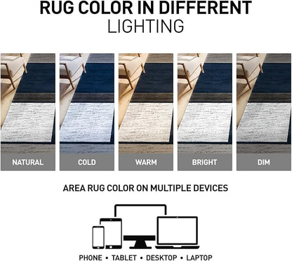 Rugshop Modern Geometric Boxes Navy Area Rug, Non-Shedding Carpet for Living Room, Bedroom, or Dining Room, 5'3" x 7'3"
