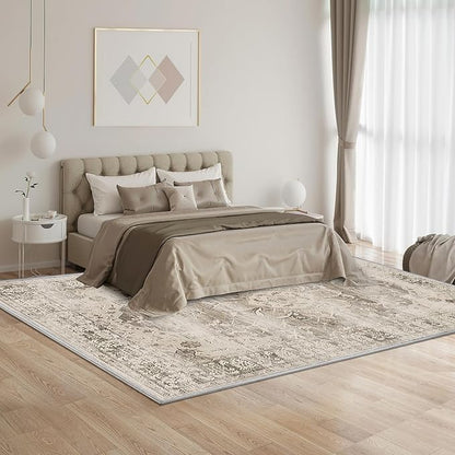 Washable Area Rugs for Living Room 5’x7’ Non Slip Low Pile Area Rugs for Bedroom Dining Foldable Vintage Carpets