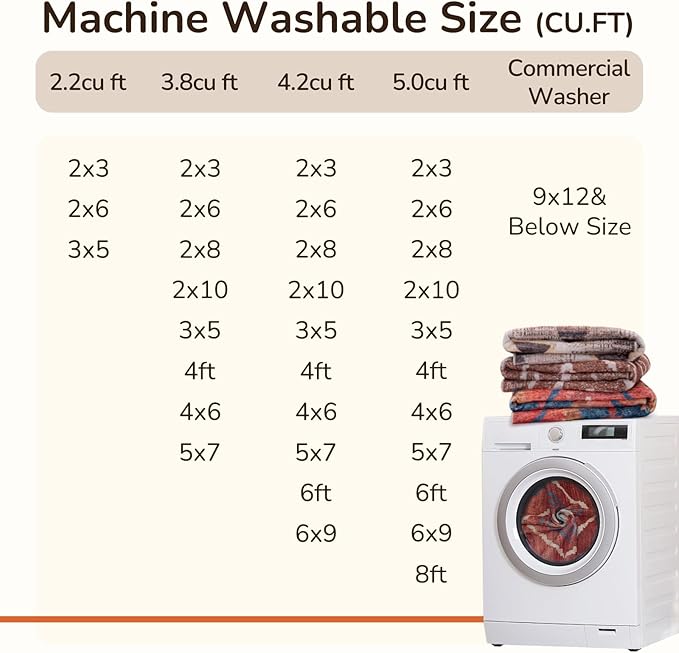Area Rug 10x12 Rug Machine Washable Non-Slip Low Pile Print Pattern Western Rug for Living Room Bedroom Entryway Tribal Series-Red/Orange