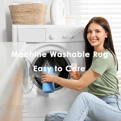 VK VK·LIVING Machine Washable Rug 5'x7' Vintage Design Washable Area Rugs with Non Slip Rugs for Living Room Bedroom Traditional Woven Carpet Stain Resistant, Dining Office Boho Rug (Brick)