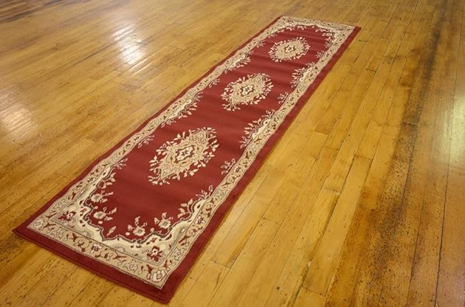 Unique Loom Reza Collection Traditional Persian Style Area Rug, 2 ft 7 in x 10 ft, Burgundy/Ivory