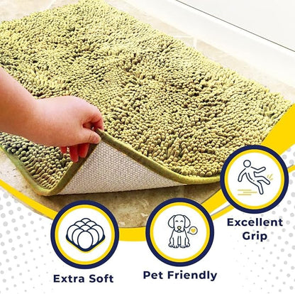 Muddy Mat® | Super Absorbent Door Mat Indoor, Microfiber Quick Dry Chenille Entryway Rug, Non-Slip Front Door Mat, Indoor Mats for Entryway, Machine Washable Pet Rug, Yellow 24"x35"