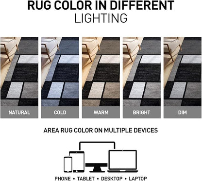 Rugshop Modern Geometric Gray Area Rug, Carpet with Jute Backing for Living Room, Large Bedroom, or Open Spaces, 9' x 12'