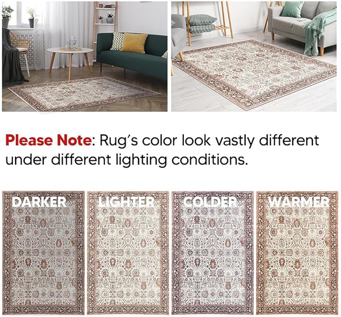 Keen Home Design 2x10 Rug - Machine Washable Runner Rug with Non-Slip Backing, Ideal for Hallway, Entryway, Kitchen, Laundry Room - Vintage, Easy Clean, Durable, Low Pile - (2'6" x 10')