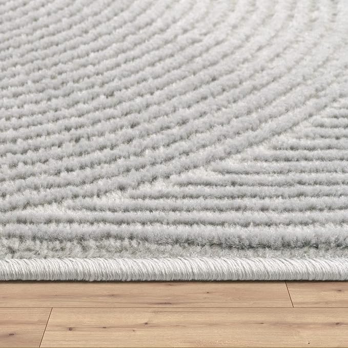 Paco Home Modern Area Rug with Minimalist Arched Lines in Neutral Grey, Size: 7'7" x 10'6"