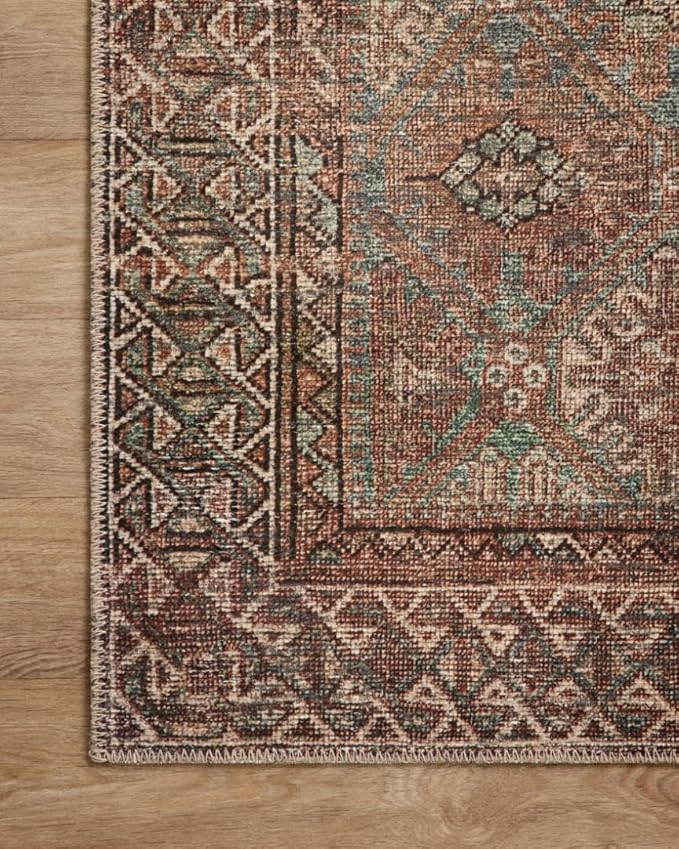 Loloi Amber Lewis Billie Collection BIL-04 Aqua/Rust 2'-6" x 12'-0", 0.19" Thick Runner Rug