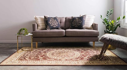 Unique Loom Versailles Collection Traditional Classic Medallion Floral Motif Area Rug (5' 0 x 8' 0 Rectangular, Brown/ Ivory)