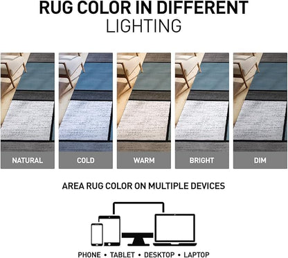 Rugshop Modern Geometric Boxes Blue Area Rug, Non-Shedding Carpet for Living Room,Kitchen, Bedroom, or Home Office, 5'3" x 7'3"