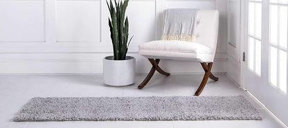 Unique Loom Davos Shag Collection Area Rug - Solid (2' 2" x 6' 9" Runner, Sterling)